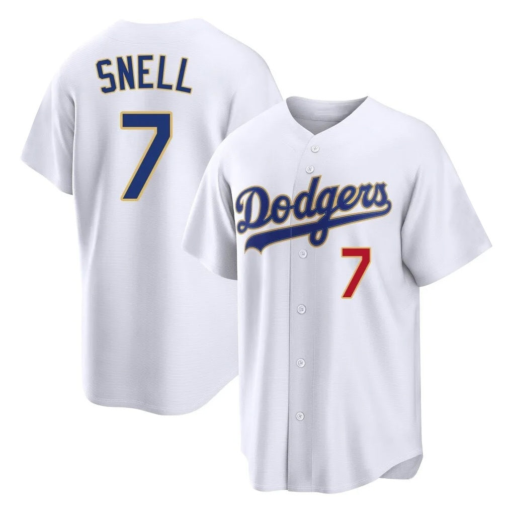 Los Angeles Dodgers #7 Blake Snell Player Gold CONTON White 2026 Collection Stadium Limited Stitched Jerseys