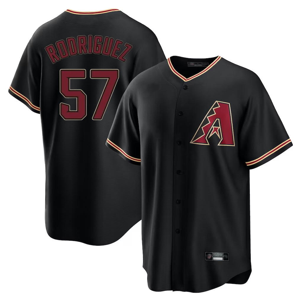 Arizona Diamondbacks #57 Eduardo Rodriguez Player Black CONTON Limited Home Stitched Jerseys