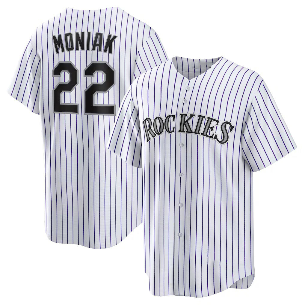 Colorado Rockies #22 Mickey Moniak White CONTON Home Replica Jersey
