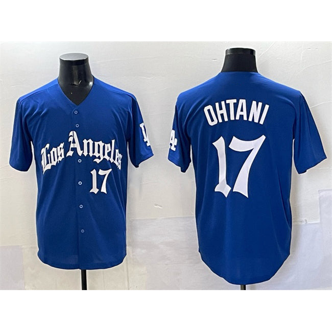 Los Angeles Dodgers #17 Shohei Ohtani Blue CONTON 2025 LA Gothic Style With Fernando Patch Vapor Premier Limited Stitched Jersey