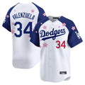 Los Angeles Dodgers #34 Fernando Valenzuela Player White-Royal CONTON Tokyo Series Vapor Premier Limited Stitched Jerseys
