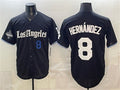 Los Angeles Dodgers #8 Enrique Hernandez Black CONTON 2025 World Series Champions Patch 'Gothic Edition' Vapor Premier Limited Stitched Jersey