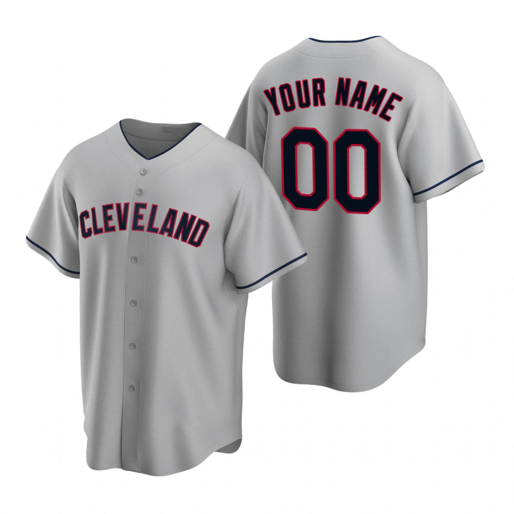 Custom Cleveland Indians Gray CONTON 2020 Stitched Cool Base Road Jersey