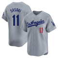 Los Angeles Dodgers #11 Roki Sasaki Player Gray CONTON Limited Home Stitched Jerseys