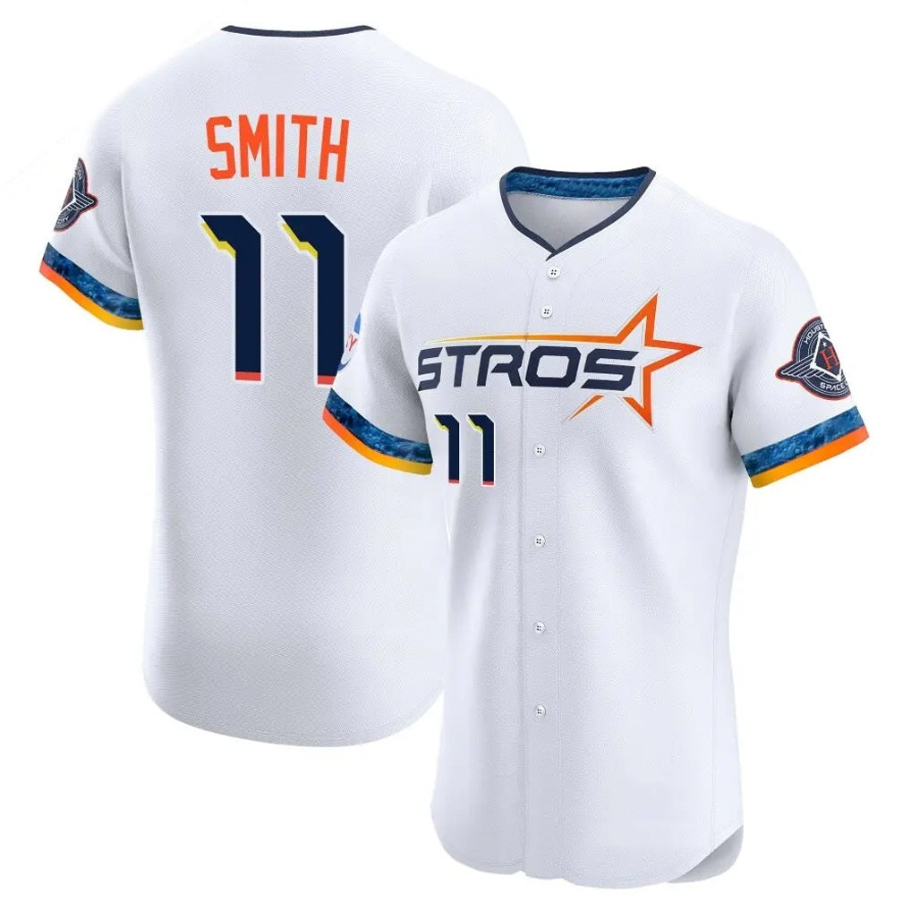 Houston Astros #11 Cam Smith Player White CONTON City Connect Limited Elite Home Stitched Jerseys