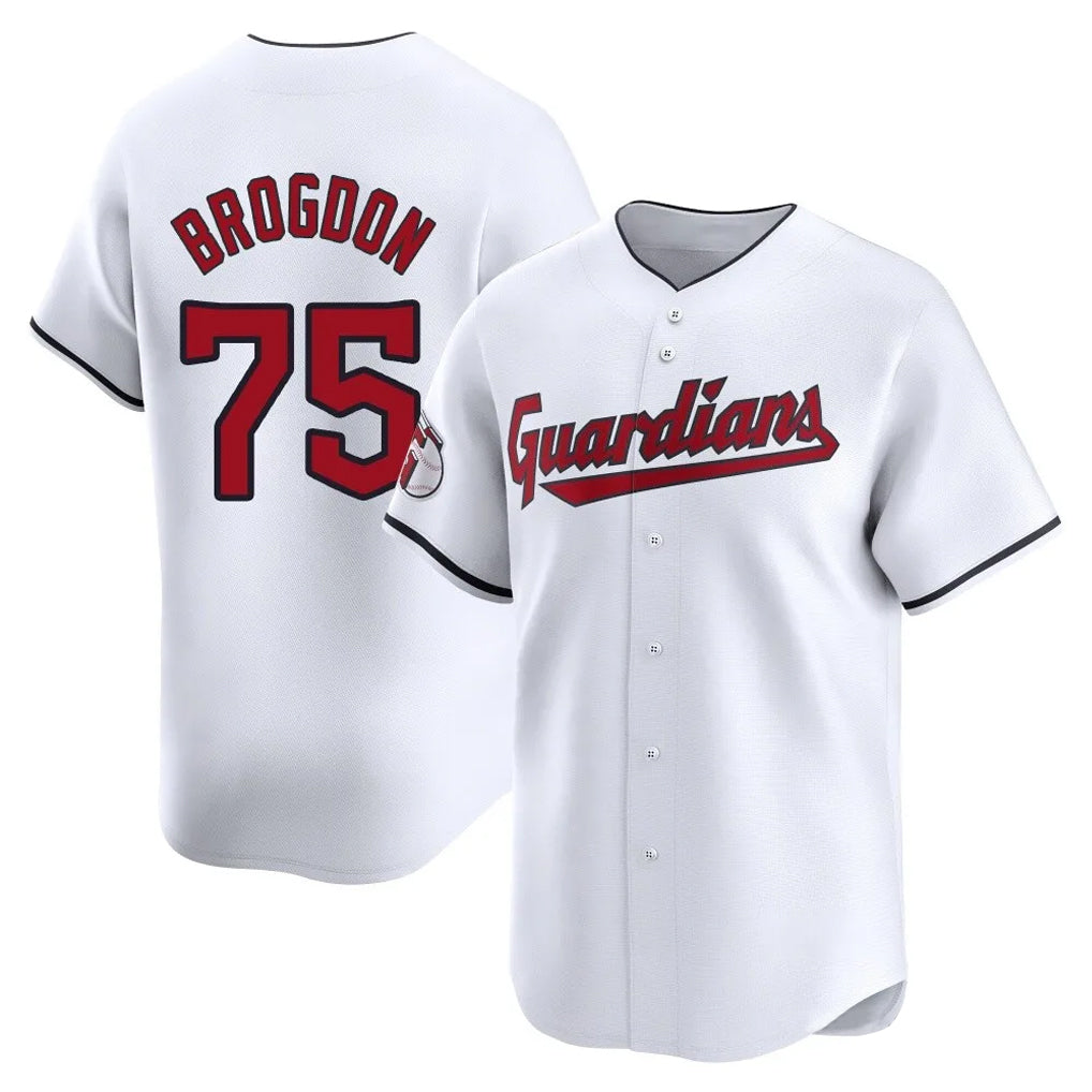 Cleveland Guardians #75 Connor Brogdon Player White CONTON Limited Home Stitched Jerseys