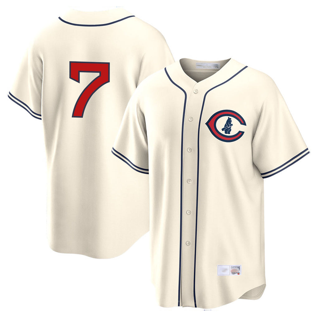 Chicago Cubs #7 Dansby Swanson Player Cream CONTON Field of Dreams Home Game Stitched Jerseys