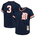 Detroit Tigers #3 Alan Trammell Player Navy CONTON Mitchell & Ness 1984 Mesh Batting Practice  T-shirt Stitched Jerseys