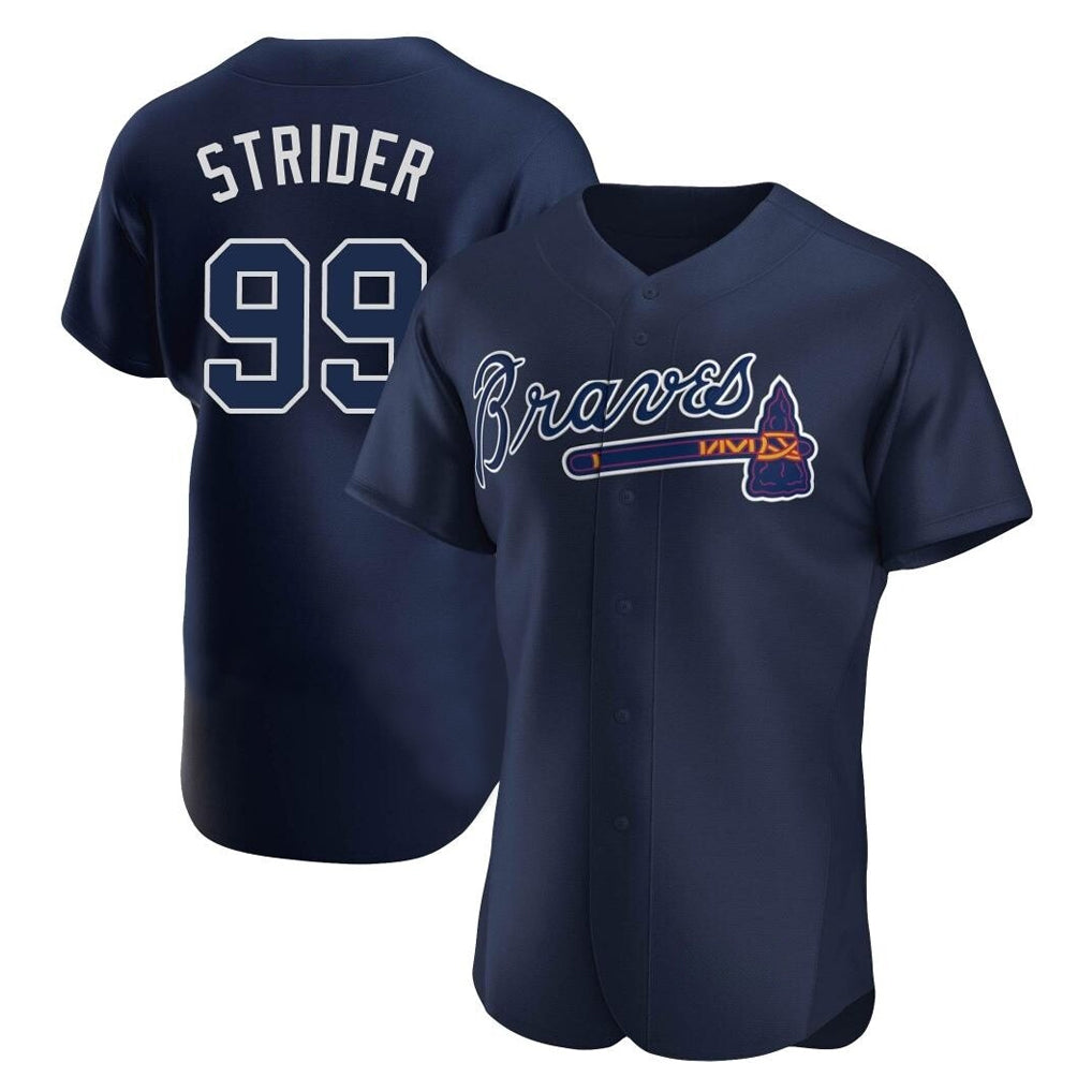 Atlanta Braves #99 Spencer Strider Player Navy CONTON Alternate Limited Elite Home Game Stitched Jerseys