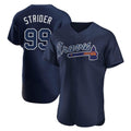 Atlanta Braves #99 Spencer Strider Player Navy CONTON Alternate Limited Elite Home Game Stitched Jerseys