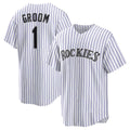 Colorado Rockies #1 Groom White CONTON Home Replica Jersey