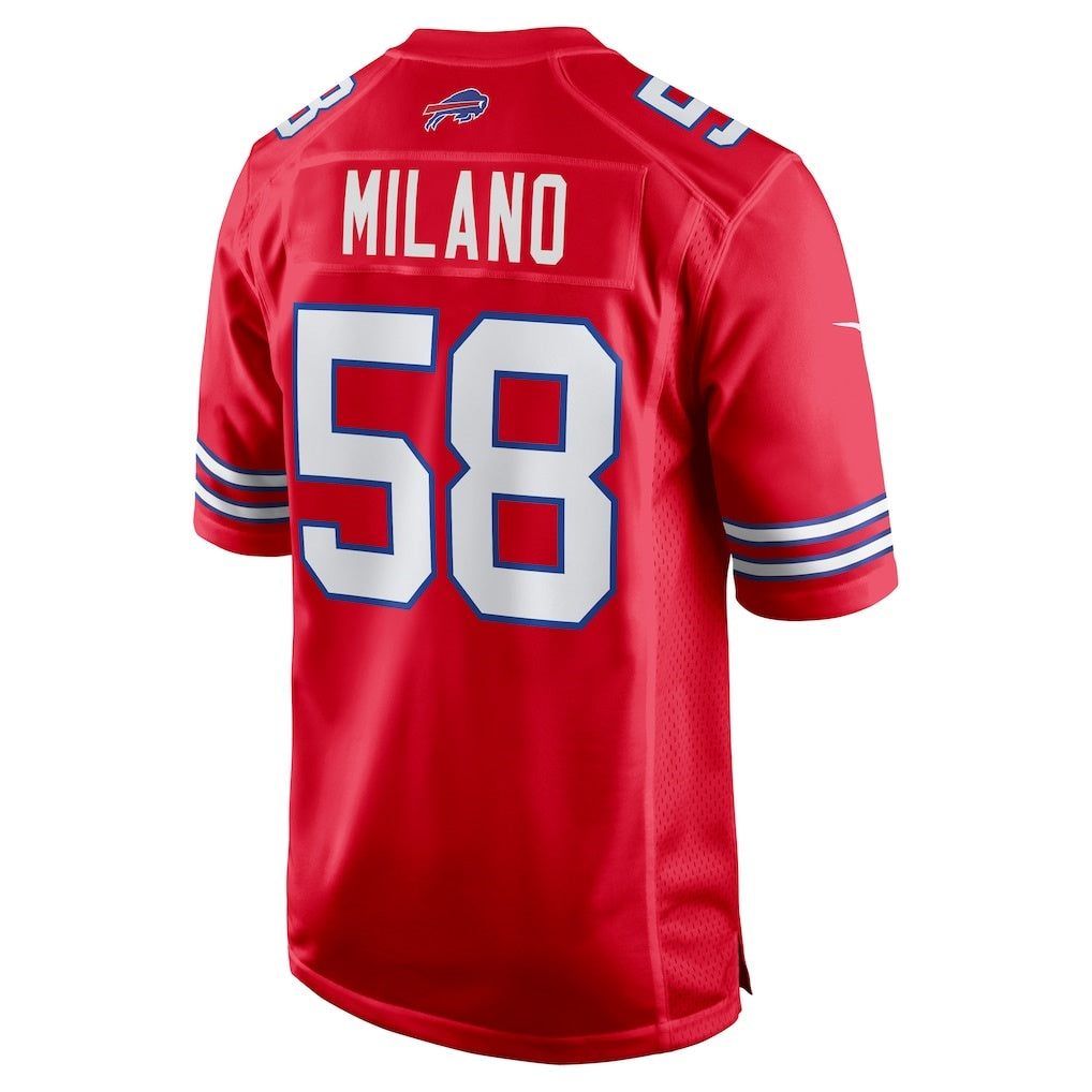 B.Bills #58 Matt Milano Red CONTON Alternate Game Jersey