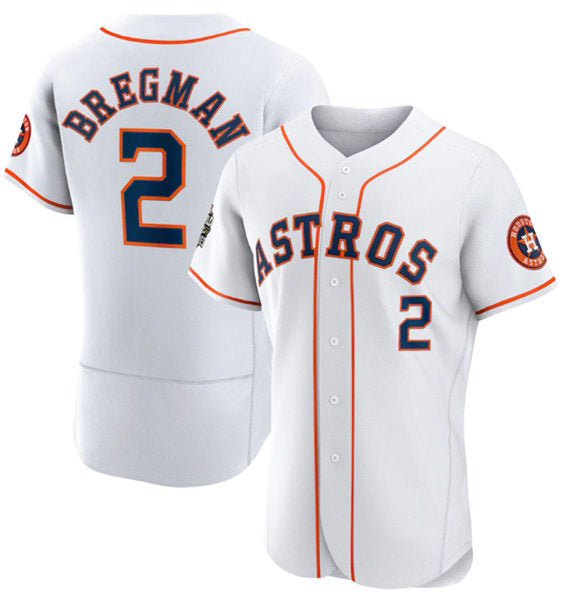 Houston Astros #2 Alex Bregman White CONTON 2022 World Series Flex Base Stitched Jersey