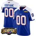 Custom B.Bills Active Player Blue White CONTON 2023 F.U.S.E. AFC East Champions Ptach Stitched Jersey