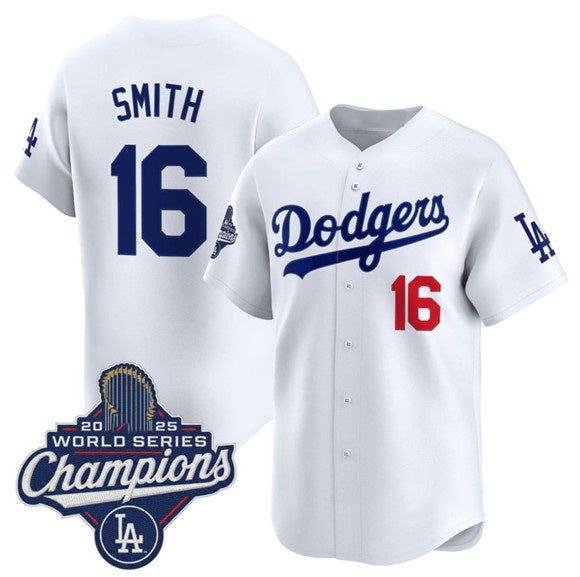 Los Angeles Dodgers #16 Will Smith White CONTON 2025 Champions Stitched Jersey