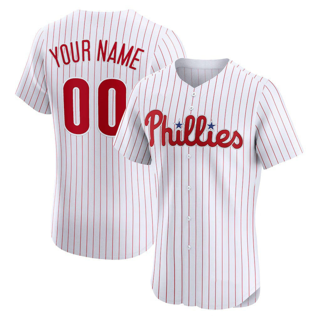 Custom Philadelphia Phillies White CONTON Home Elite Jersey