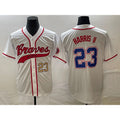 Atlanta Braves #23 Michael Harris II Number White CONTON Cool Base With Patch Stitched Jersey