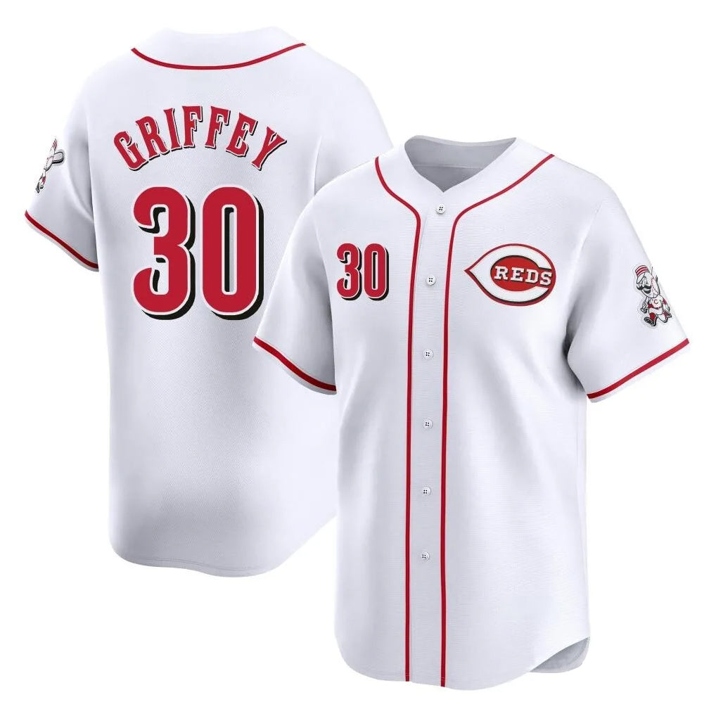 Cincinnati Reds #30 Ken Griffey Player White CONTON Home Limited Stitched Jerseys