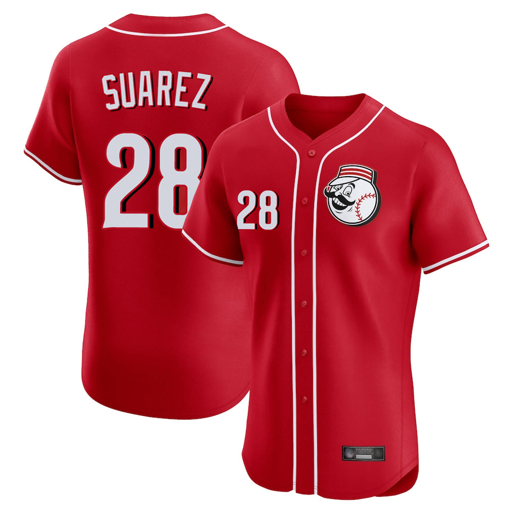 Cincinnati Reds #28 Eugenio Su¨¢rez Player Red CONTON Limited Elite Home Game Stitched Jerseys