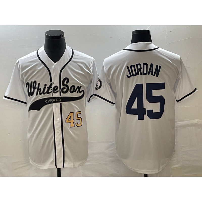 Chicago White Sox #45 Michael Jordan Number White CONTON Cool Base Stitched Jersey