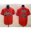 Houston Astros #14 Mauricio Dubon Orange CONTON With Patch Cool Base Stitched Jersey