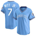 Kansas City Royals #7 Bobby Witt Jr. Player Light Blue CONTON Limited Throwback Cooperstown Collection T-shirt Stitched Jerseys