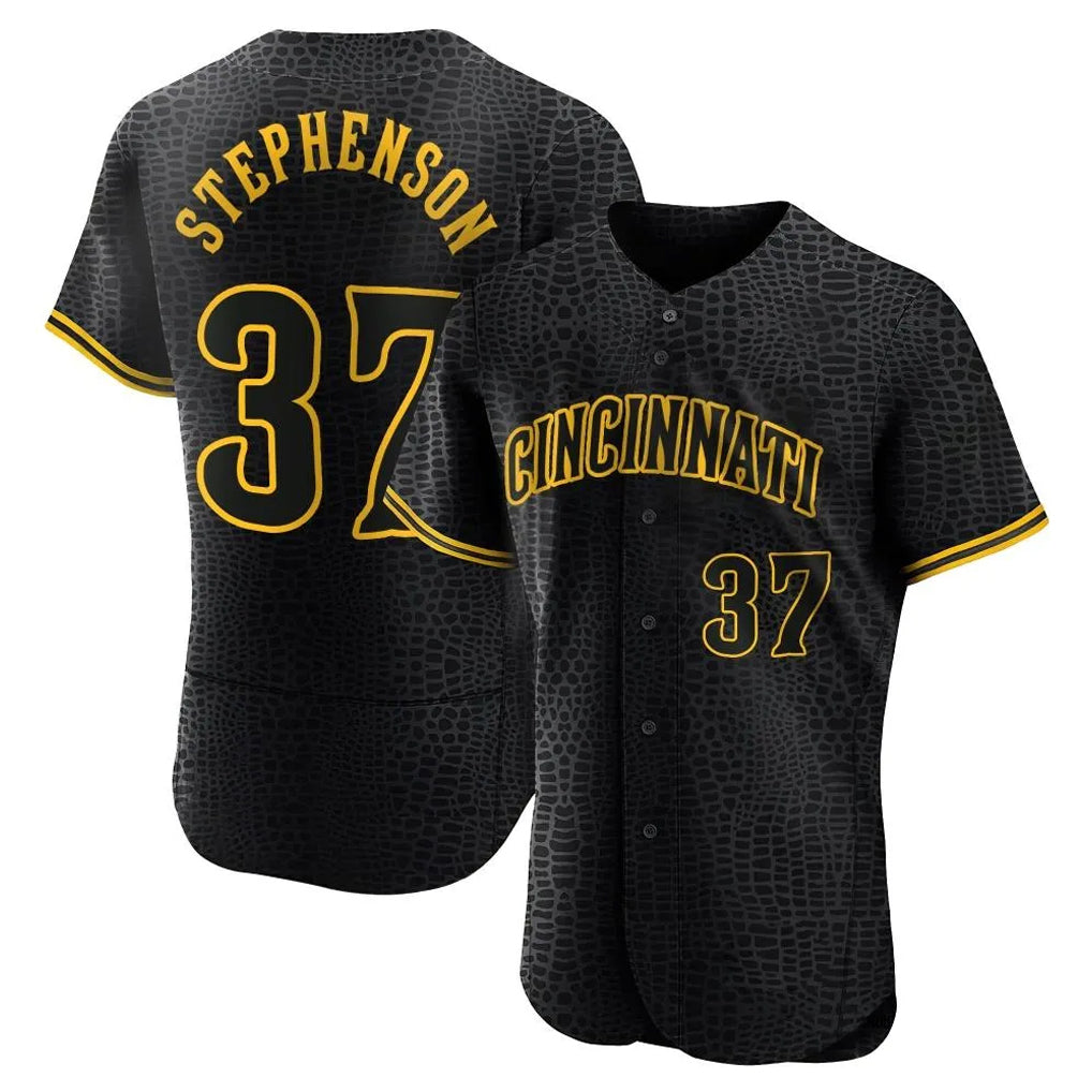 Cincinnati Reds #37 Tyler Stephenson Player Black CONTON Snake Skin City Limited Elite Home Stitched Jerseys