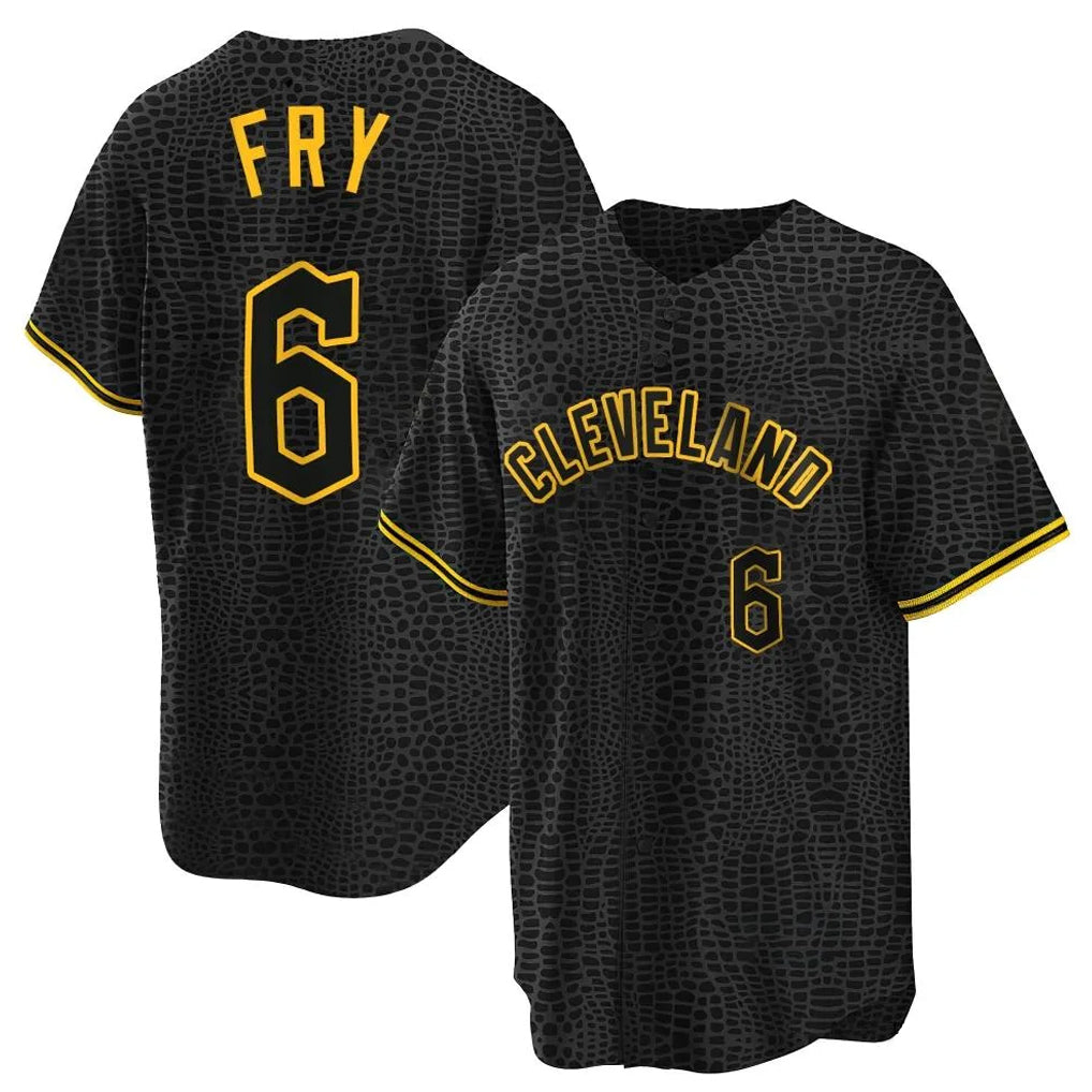 Cleveland Guardians #6 David Fry Player Black CONTON Snake Skin City Home Game Stitched Jerseys