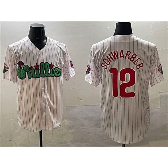 Philadelphia Phillies #12 Kyle Schwarber White CONTON Phanatic Cool Base Stitched Jersey