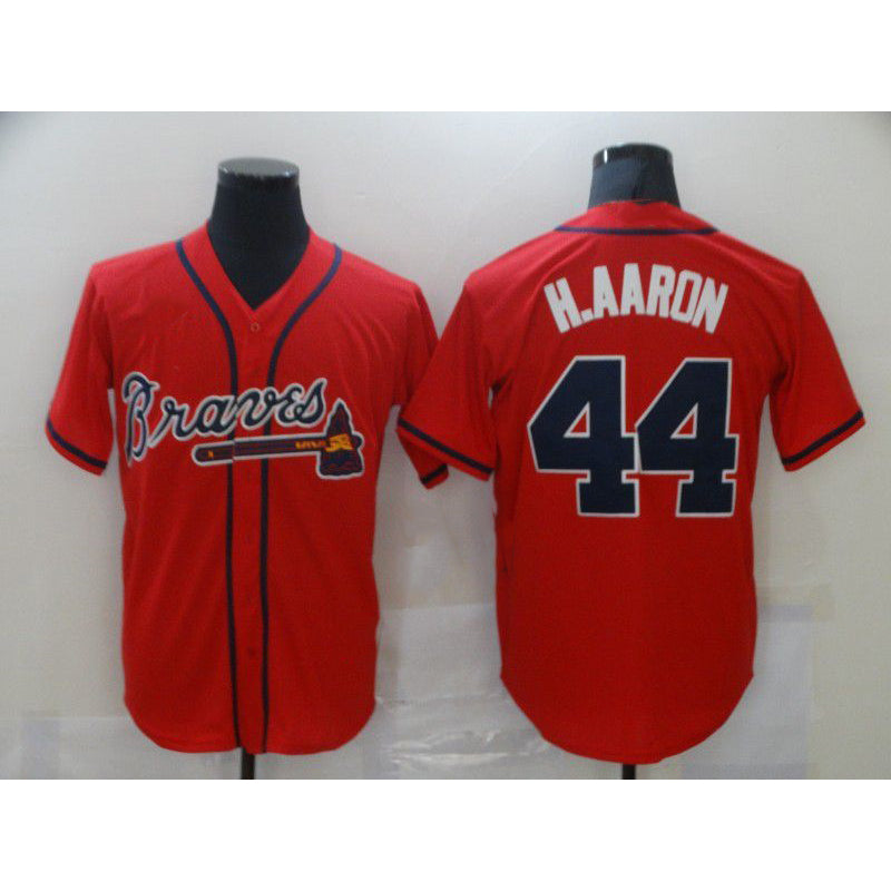 Atlanta Braves #44 Hank Aaron Red CONTON Game Jerseys