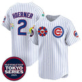 Chicago Cubs #2 Nico Hoerner White CONTON 2025 Tokyo Series Limited Stitched Jersey