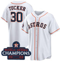 Houston Astros #30 Kyle Tucker White CONTON 2022 World Series Champions Home Stitched Jersey