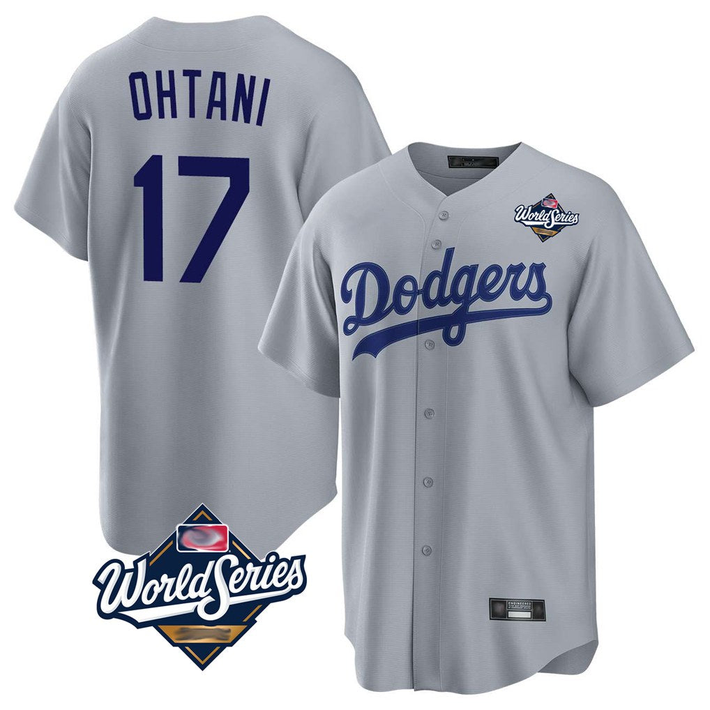 Los Angeles Dodgers #17 Shohei Ohtani Player Gray CONTON World Series Game Stitched Jerseys