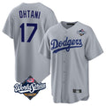 Los Angeles Dodgers #17 Shohei Ohtani Player Gray CONTON World Series Game Stitched Jerseys