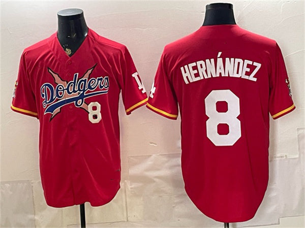Los Angeles Dodgers x One Piece #8 Enrique Hernandez Red CONTON Vapor Premier Limited Stitched Jersey