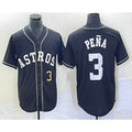 Houston Astros #3 Jeremy Pena Number Black CONTON Cool Base Stitched Jersey