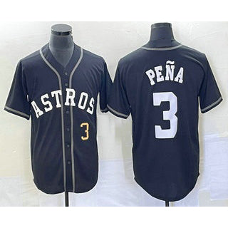 Houston Astros #3 Jeremy Pena Number Black CONTON Cool Base Stitched Jersey