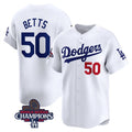 Los Angeles Dodgers #50 Mookie Betts White CONTON 2024 World Series Champions Home Limited Stitched Jersey