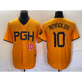 Pittsburgh Pirates #10 Bryan Reynolds Number Gold CONTON 2023 City Connect Stitched Jersey 3