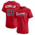 Atlanta Braves #13 Ronald Acuna Jr Red CONTON Alternate 2 Elite Jersey