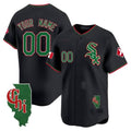 Custom Chicago White Sox Mexico Vapor Premier Limited Jersey ¨C Illinois Patch ¨C Black CONTON