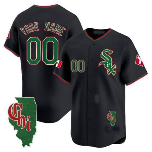 Custom Chicago White Sox Mexico Vapor Premier Limited Jersey ¨C Illinois Patch ¨C Black CONTON