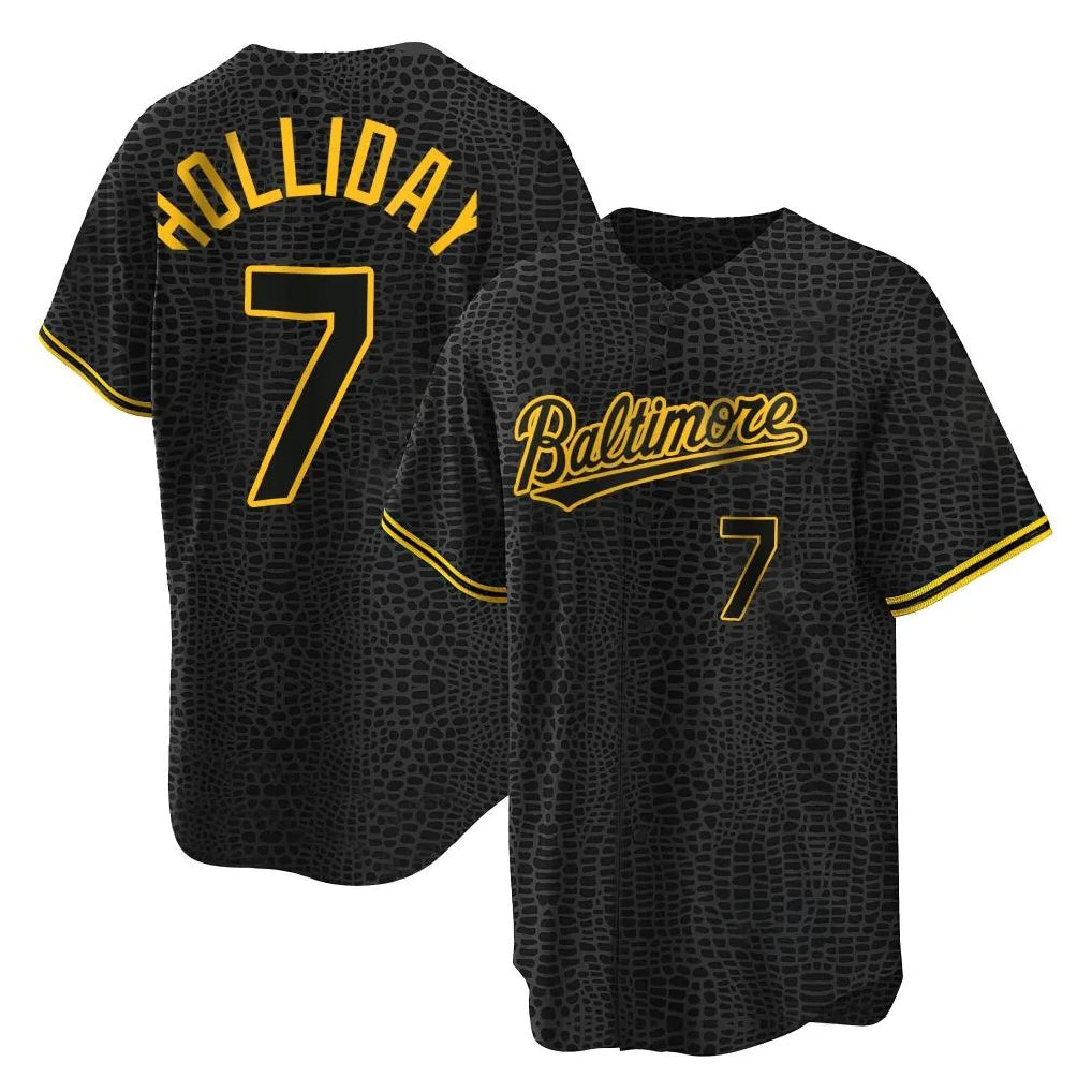 Baltimore Orioles #7 Jackson Holliday Player Black CONTON Snake Skin City Home Game Stitched Jerseys