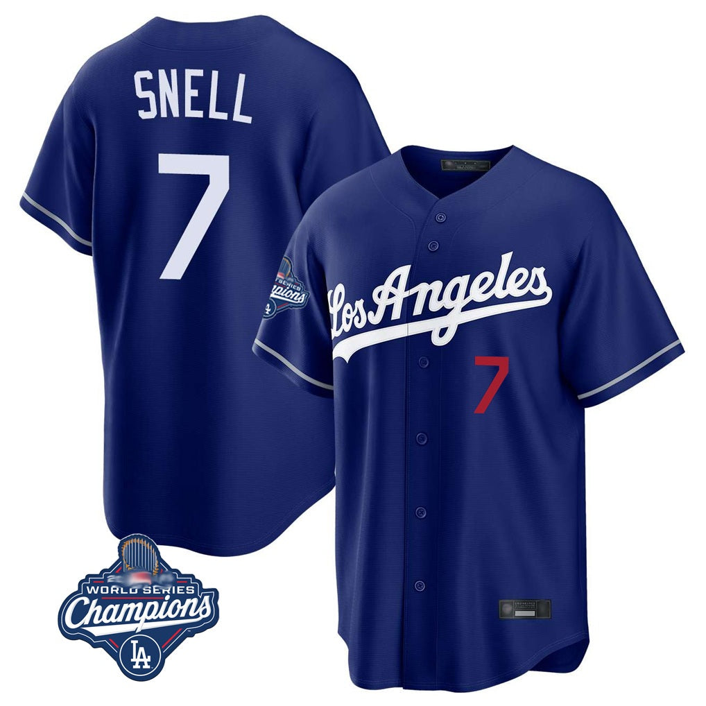Los Angeles Dodgers #7 Blake Snell Player Royal CONTON Game World Series Meet Home Stitched Jerseys