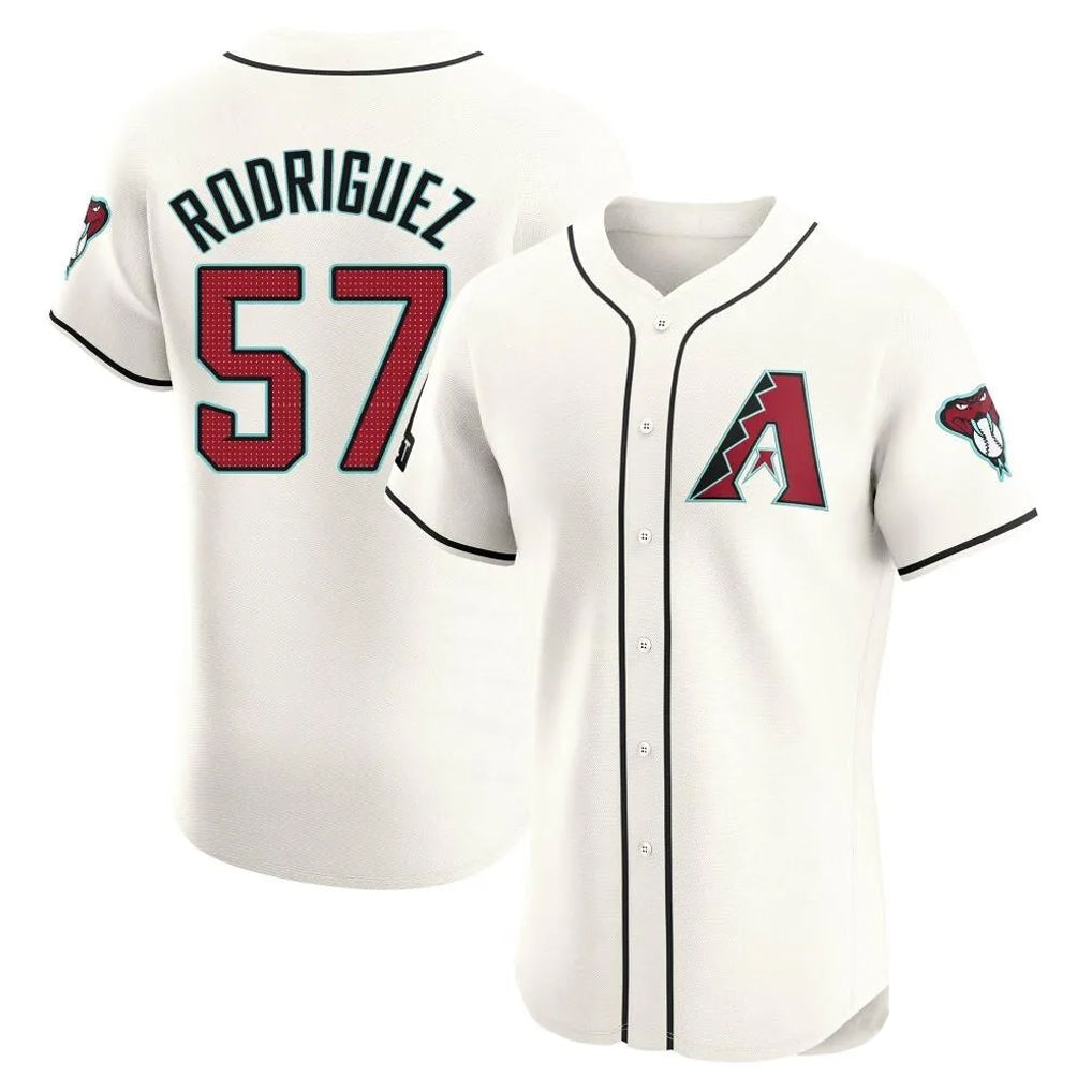 Arizona Diamondbacks #57 Eduardo Rodriguez Player Cream CONTON Limited Elite Home Game Stitched Jerseys