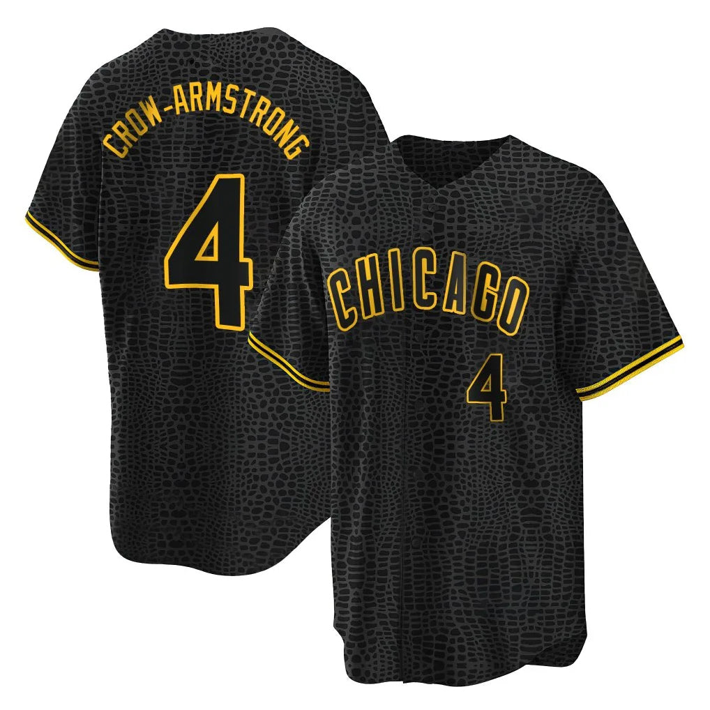 Chicago Cubs #4 Pete Crow-Armstrong Player Black CONTON Snake Skin City Game Stitched Jerseys