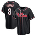 Philadelphia Phillies #3 Bryce Harper Fashion Black CONTON Out Stitched Baseball Jersey