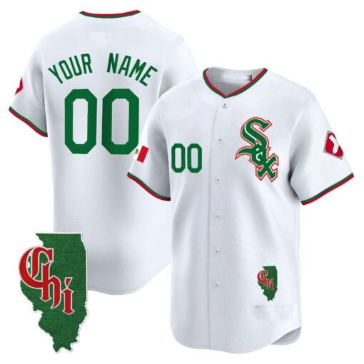 Custom Chicago White Sox Mexico Vapor Premier Limited Jersey ¨C Illinois Patch ¨C White CONTON