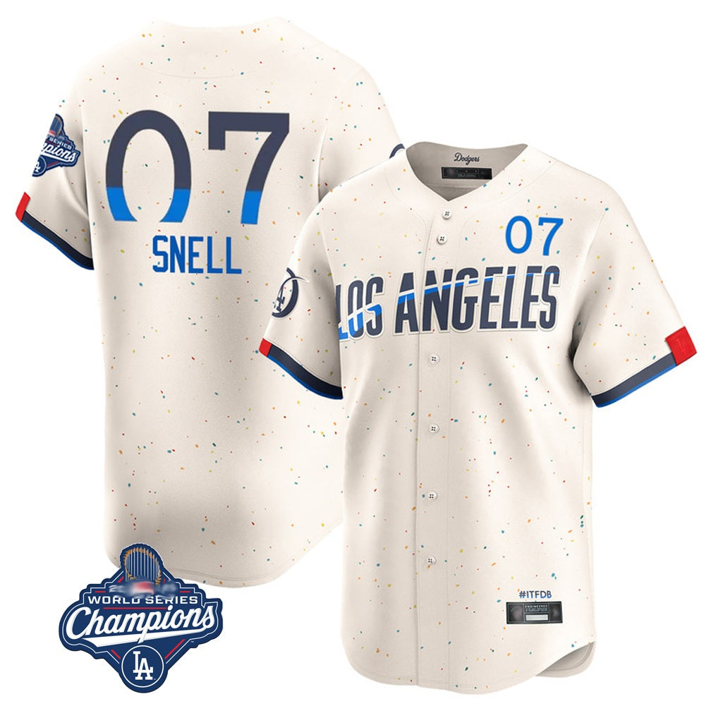 Los Angeles Dodgers #7 Blake Snell Player Cream CONTON City Connect Limited World Series Meet Home Stitched Jerseys
