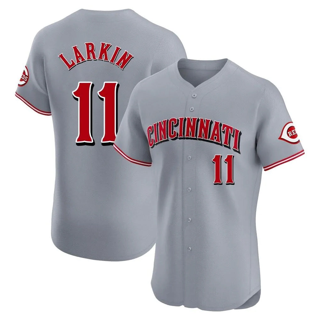 Cincinnati Reds #11 Barry Larkin Player Gray CONTON Limited Elite Home Stitched Jerseys